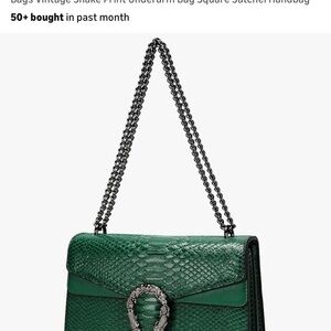 Faux Keather Green Snake Print Satchel Handbag Brand New